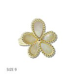 113198, 14K GOLD PLATED FLOWER BLOSSOM RING