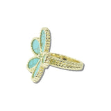 113199, 14K GOLD PLATED FLOWER BLOSSOM RING