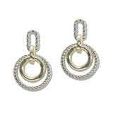 107992, 14K GOLD PLATED DOUBLE ROUND DESIGNER INSPIRED EARRING