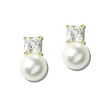 113203, GEOMETRIC CRYSTAL AND PEARL DROP EARRINGS