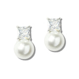 113203, GEOMETRIC CRYSTAL AND PEARL DROP EARRINGS