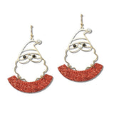 113203, CHRISTMAS GLITTER SANTA CLAUS DROP EARRINGS