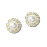 113204, CRYSTAL HALO PEARL STUD EARRINGS
