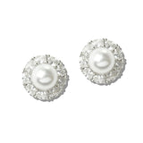 113204, CRYSTAL HALO PEARL STUD EARRINGS