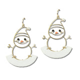 113204, CHRISTMAS GLITTER SNOWMAN DROP EARRINGS