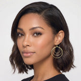 113205, CONCENTRIC TRIPLE CIRCLE DROP EARRINGS