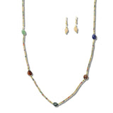 113206, MULTI GEMSTONE ORGANIC NUGGET BEADED LONG NECKLACE