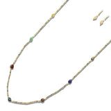 113206, MULTI GEMSTONE ORGANIC NUGGET BEADED LONG NECKLACE