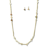 113207, METALLIC ORGANIC STONE LONG STRAND NECKLACE