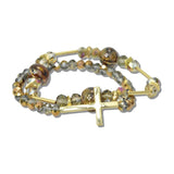 113211, METALLIC CROSS 2 PIECE BEADED STRETCH BRACELET