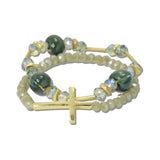 113211, METALLIC CROSS 2 PIECE BEADED STRETCH BRACELET