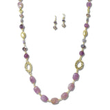 113212, HAMMERED RING AND MULTI BEADED LONG NECKLACE