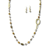 113213, HAMMERED OVAL LINK BEADED LONG NECKLACE