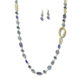 113213, HAMMERED OVAL LINK BEADED LONG NECKLACE