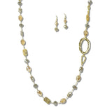 113213, HAMMERED OVAL LINK BEADED LONG NECKLACE