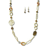 113214, HAMMERED DISC AND MULTI LINK LONG NECKLACE