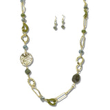 113214, HAMMERED DISC AND MULTI LINK LONG NECKLACE
