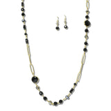 113215, TEXTURED CHAIN AND FACETED BEADED LONG NECKLACE