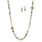 113215, TEXTURED CHAIN AND FACETED BEADED LONG NECKLACE
