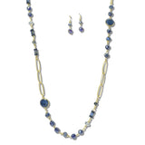 113215, TEXTURED CHAIN AND FACETED BEADED LONG NECKLACE