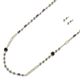 113215, TEXTURED CHAIN AND FACETED BEADED LONG NECKLACE