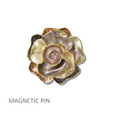 113216, ENAMEL FLOWER FABRIC SAFE MAGNETIC PIN