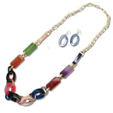113217, BOLD GEOMETRIC LINK STATEMENT LONG NECKLACE