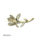 113218, ANTIQUE METALLIC CRYSTAL FLOWER STATEMENT BROOCH PIN