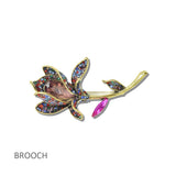 113218, ANTIQUE METALLIC CRYSTAL FLOWER STATEMENT BROOCH PIN
