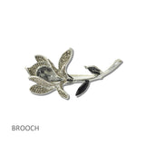 113218, ANTIQUE METALLIC CRYSTAL FLOWER STATEMENT BROOCH PIN