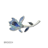 113218, ANTIQUE METALLIC CRYSTAL FLOWER STATEMENT BROOCH PIN