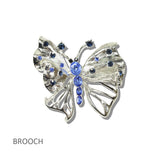 113219, METALLIC CRYSTAL BUTTERFLY OPENWORK BROOCH PIN
