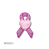 113228, ENAMEL RIBBON FIGHT LIKE A GIRL HEART BROOCH PIN