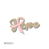 113230, HOPE SCRIPT AWARENESS PINK RIBBON BROOCH PIN
