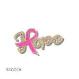 113230, HOPE SCRIPT AWARENESS PINK RIBBON BROOCH PIN