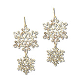 113235, CHRISTMAS DOUBLE TIER SNOWFLAKE DROP EARRINGS