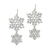 113235, CHRISTMAS DOUBLE TIER SNOWFLAKE DROP EARRINGS