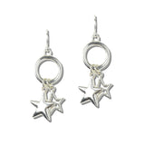 113237, DOUBLE LAYERED STAR HOOP DROP EARRINGS