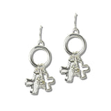 113238, DOUBLE LAYERED CROSS HOOP DROP EARRINGS