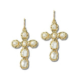 113239, BAROQUE PEARLY CROSS DROP EARRINGS