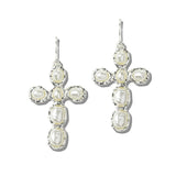 113239, BAROQUE PEARLY CROSS DROP EARRINGS