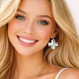 113245, HAMMERED CROSS DROP EARRINGS