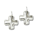 113245, HAMMERED CROSS DROP EARRINGS
