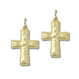 113247, HAMMERED CROSS ROPE BORDER DROP EARRINGS