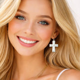 113247, HAMMERED CROSS ROPE BORDER DROP EARRINGS
