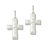 113247, HAMMERED CROSS ROPE BORDER DROP EARRINGS