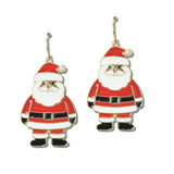 113249, CHRISTMAS ENAMEL SANTA CLAUS DROP EARRINGS