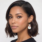 113252, CHRISTMAS ENAMEL SNOWMAN DROP EARRINGS