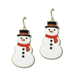 113252, CHRISTMAS ENAMEL SNOWMAN DROP EARRINGS