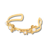 113284, MATTE FLORAL AND PEARL CUFF BRACELET